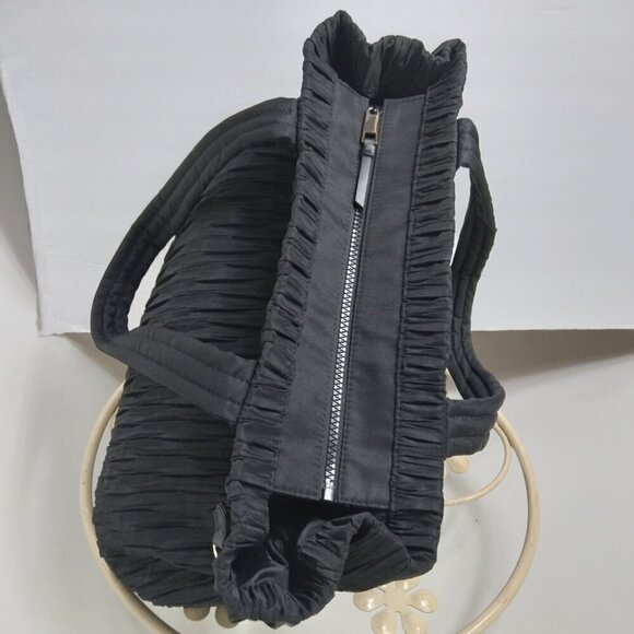 Victoria's Secret Elegant Black Satin Pleated Zip & Cinched Overnight Tote NWOT - Picture 6 of 15